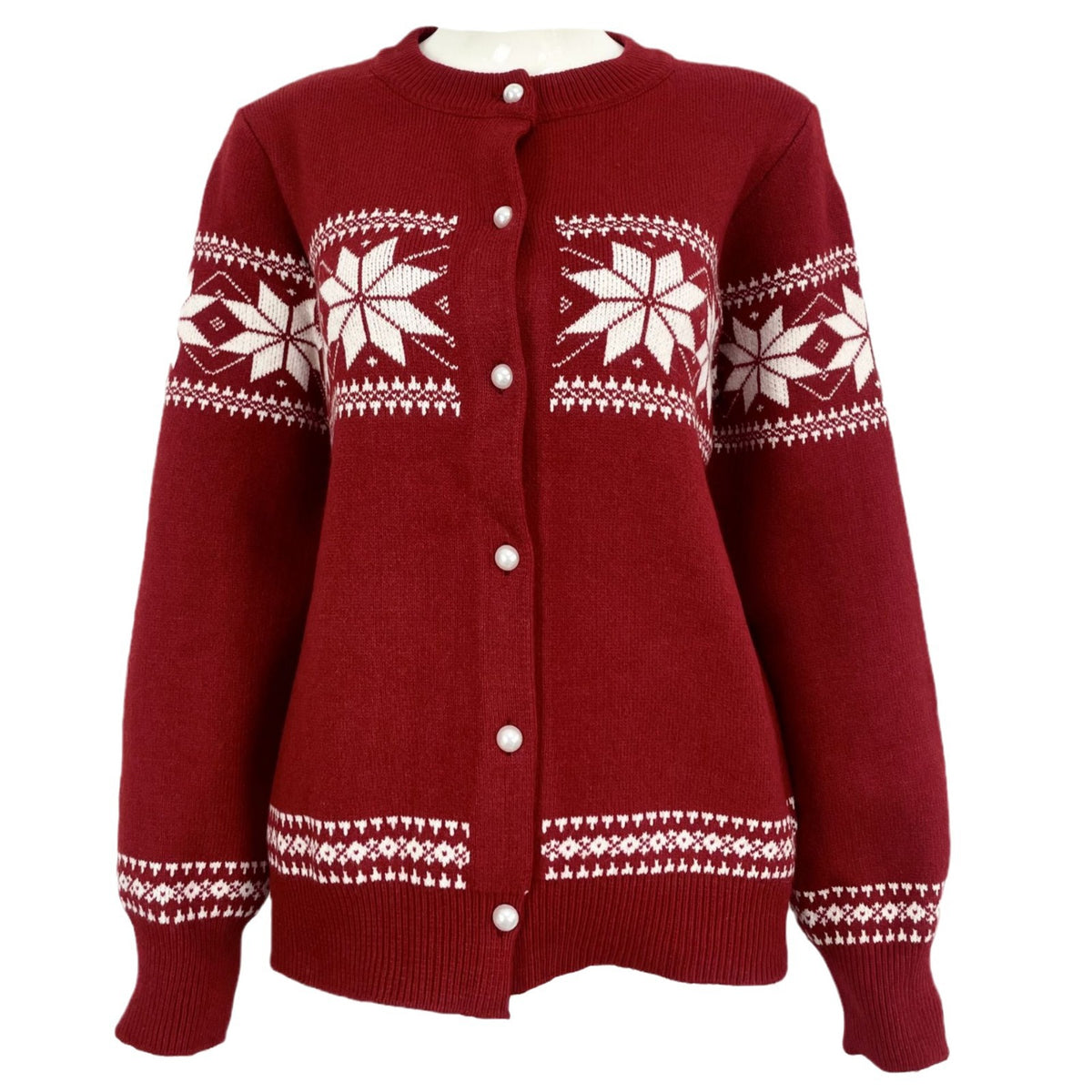 Christmas single breasted coat snowflake Christmas cardigan sweater for women