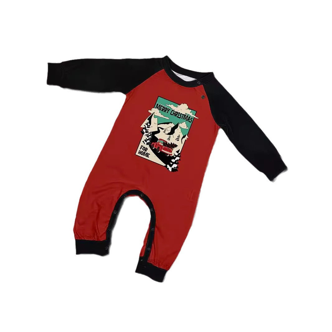 Christmas Tree Car Plaid Print Family Matching Pajamas Home Wear