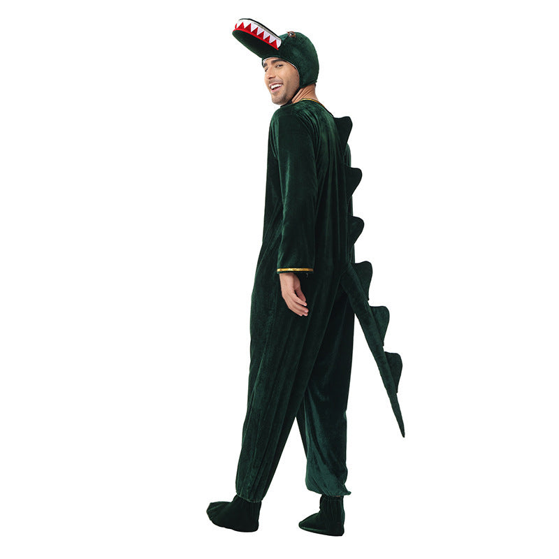 AdultHalloween Cosplay Costume Thick Crocodile Onesie Stage Role Play Outfit Party Wear
