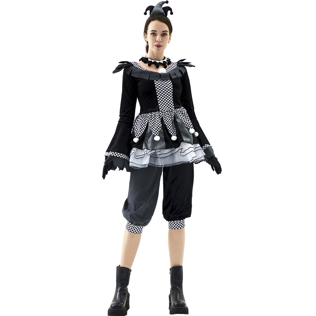 Evil Circus Clown Costume for Men and Women, product photo 2 on a white background