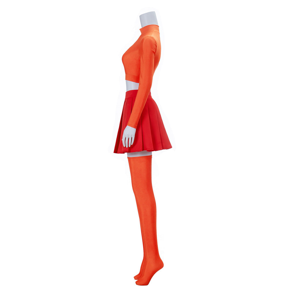 Orange Sweater Detective Costume for Women, product photo 2 on a white background