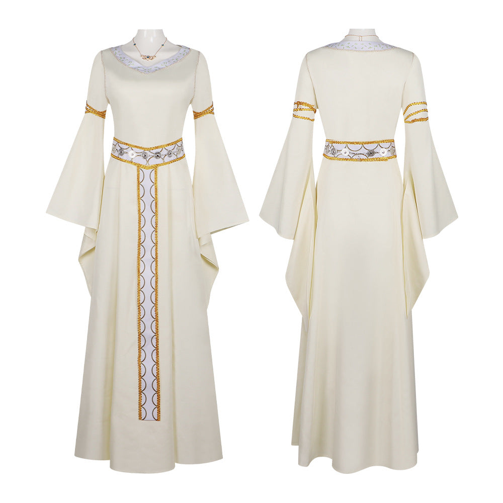 Medieval Shieldmaiden Gown for Women, front view on a white background