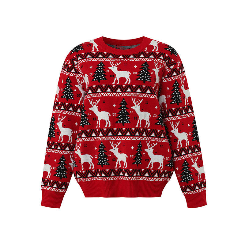 Christmas reindeer sweater pullover jacquard knit sweater