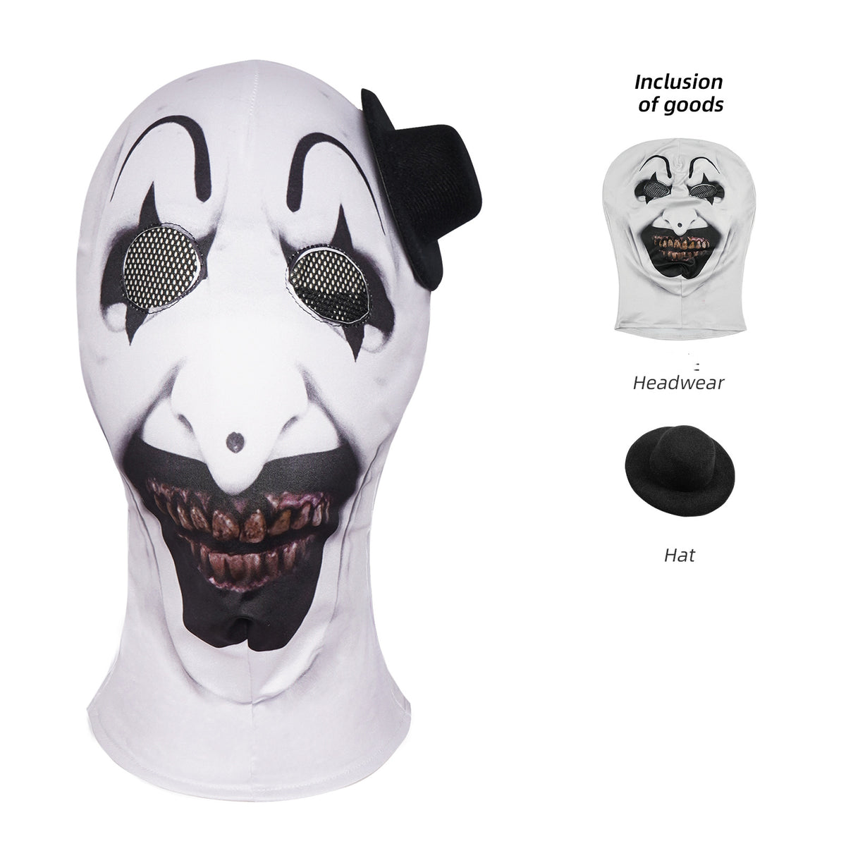 Horror Clown Costume for Kids and Adults, product photo 6 on a white background
