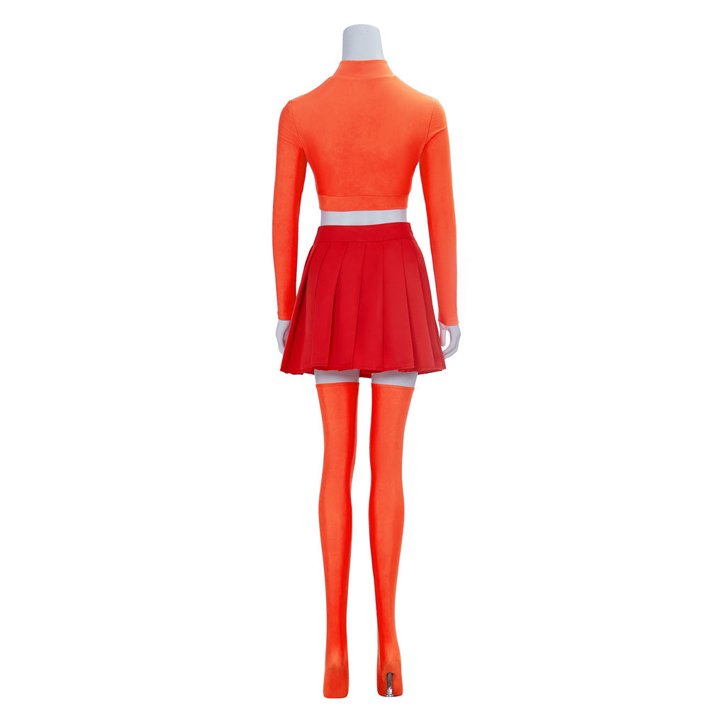 Orange Sweater Detective Costume for Women, product photo 4 on a white background