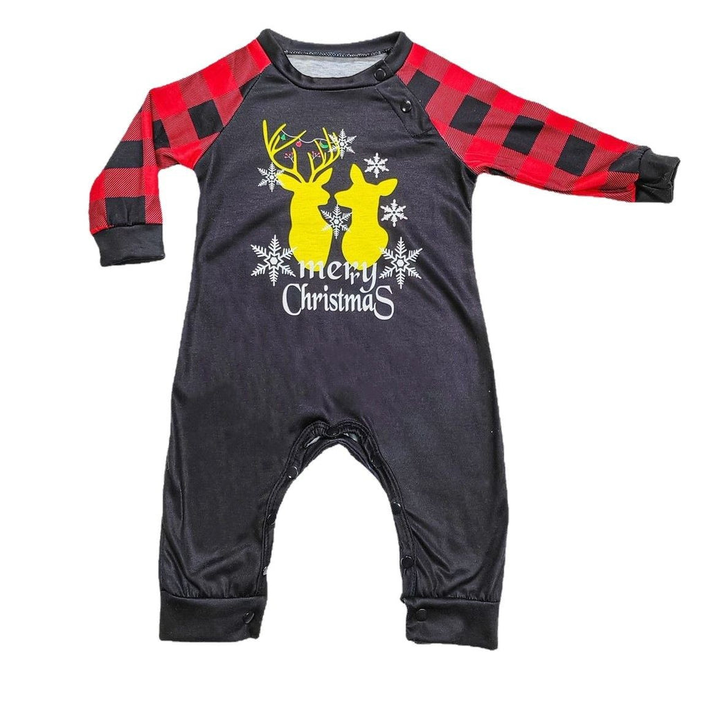 Deer Letter Plaid Christmas Family Matching Printed Loungewear Pajamas
