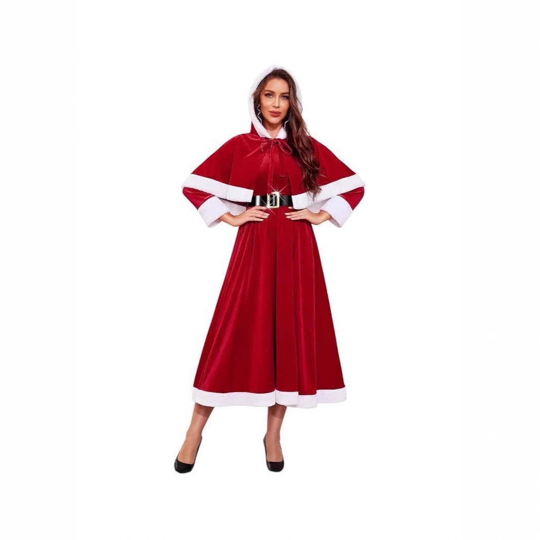 Christmas Theme Women's Hooded Long Dress Festival Party Performance