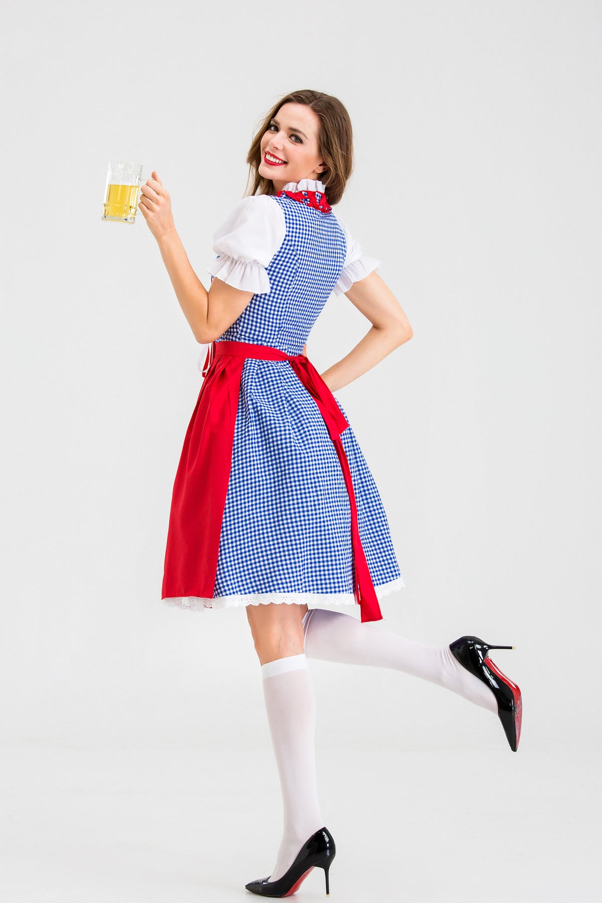 Red Plaid Maid Costume for Women, costume photo 3