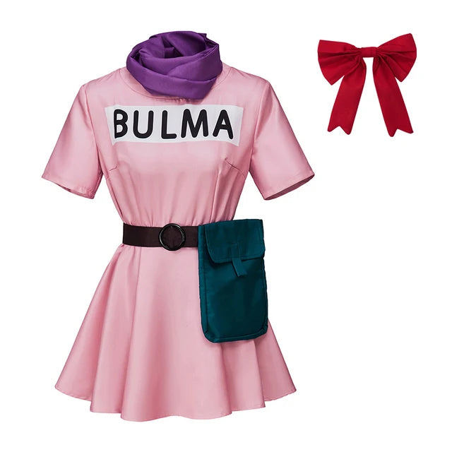 Dragon Ball Bulma Cosplay Costume Women Pink Dress Adult Anime Halloween Outfit