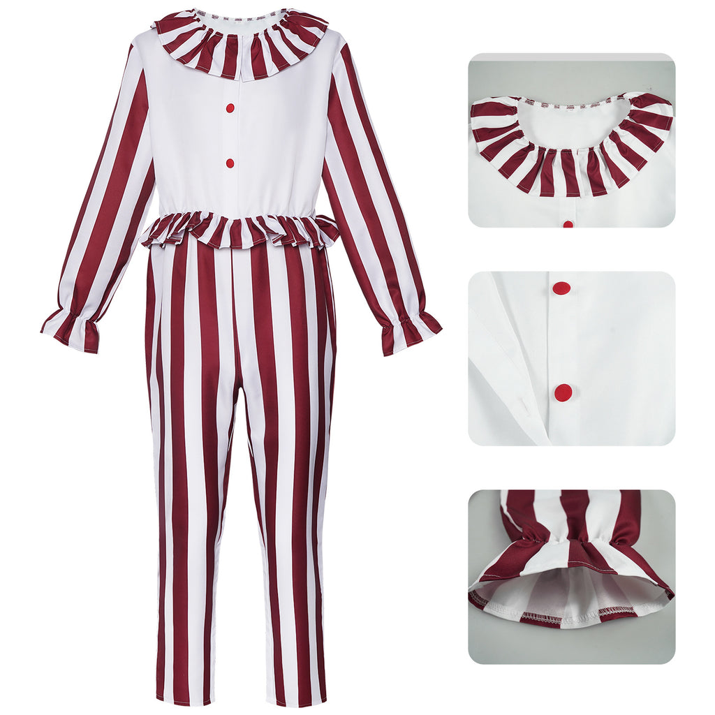 Halloween Red Striped Cosplay Anime Stage Performance Costume