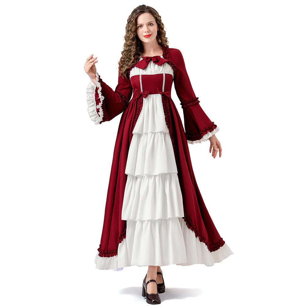 Medieval Renaissance Court Princess Dress for Women, front view on a white background