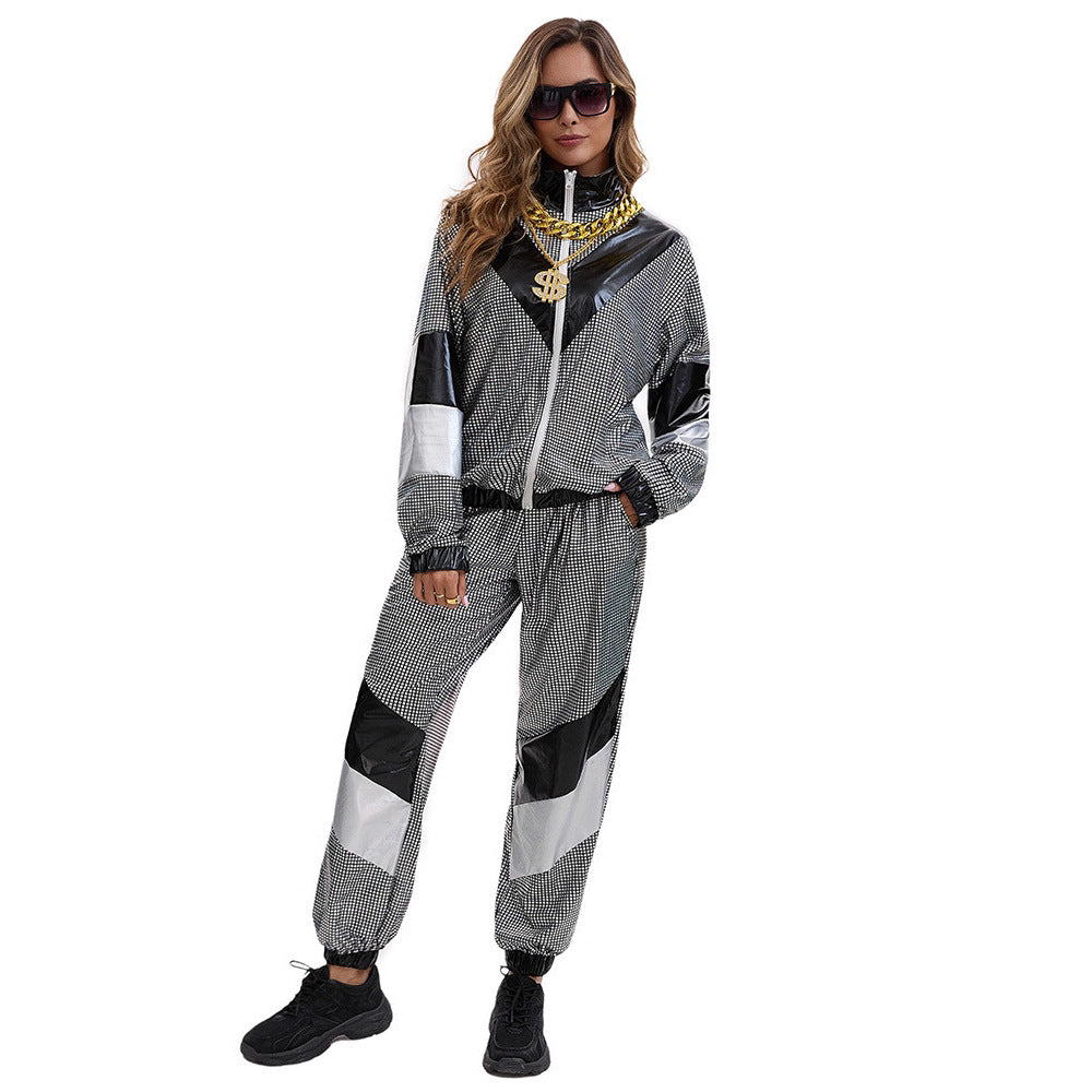 80s Hip Hop Disco Tracksuit Costume for Adults, product photo 3 on a white background