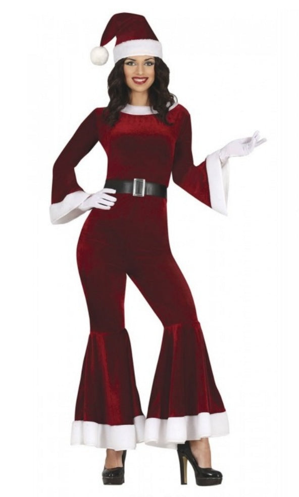 Santa Elf Costume Women Adult Christmas Holiday Outfit Flared Pants