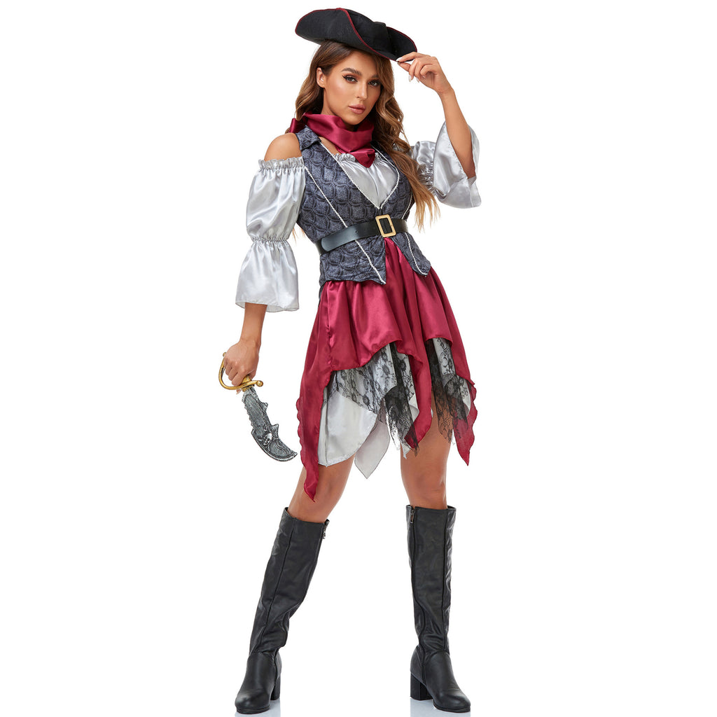 Caribbean Pirate Costume for Women, product photo 3 on a white background