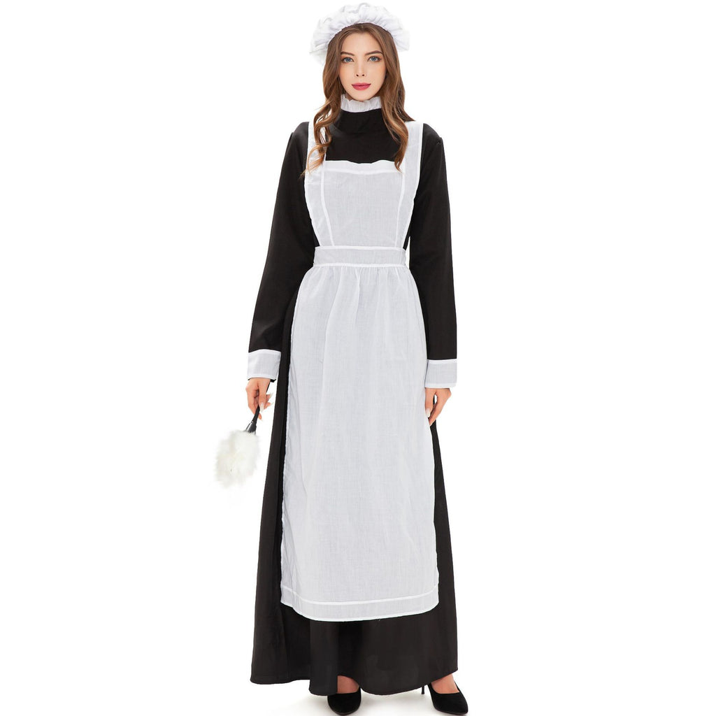 Maid Dress Costume Women Halloween Cosplay Black White Outfit