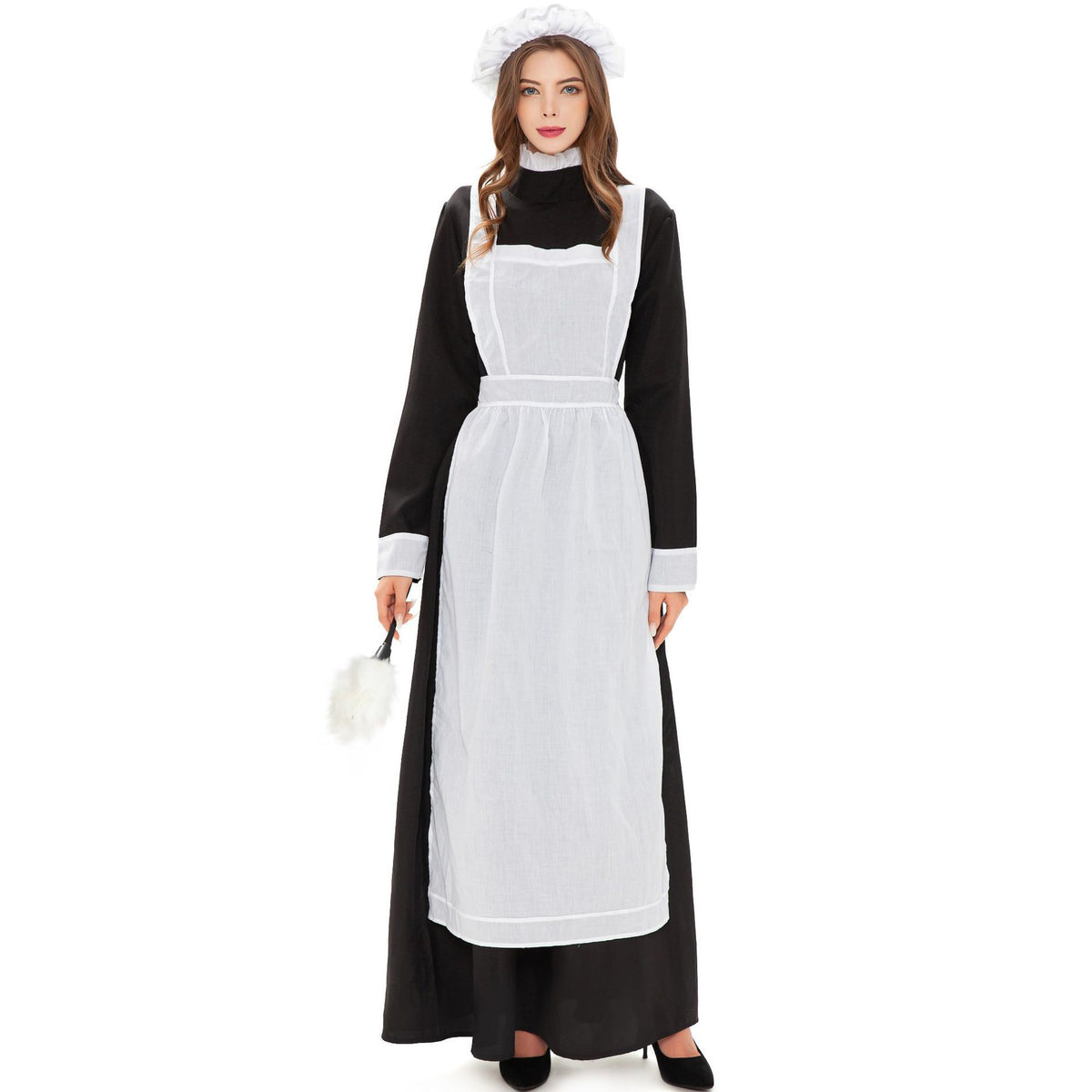 Maid Dress Costume Women Halloween Cosplay Black White Outfit