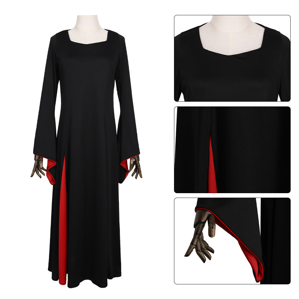 Addams Family Morticia Costume Women Halloween Cosplay Black Dress