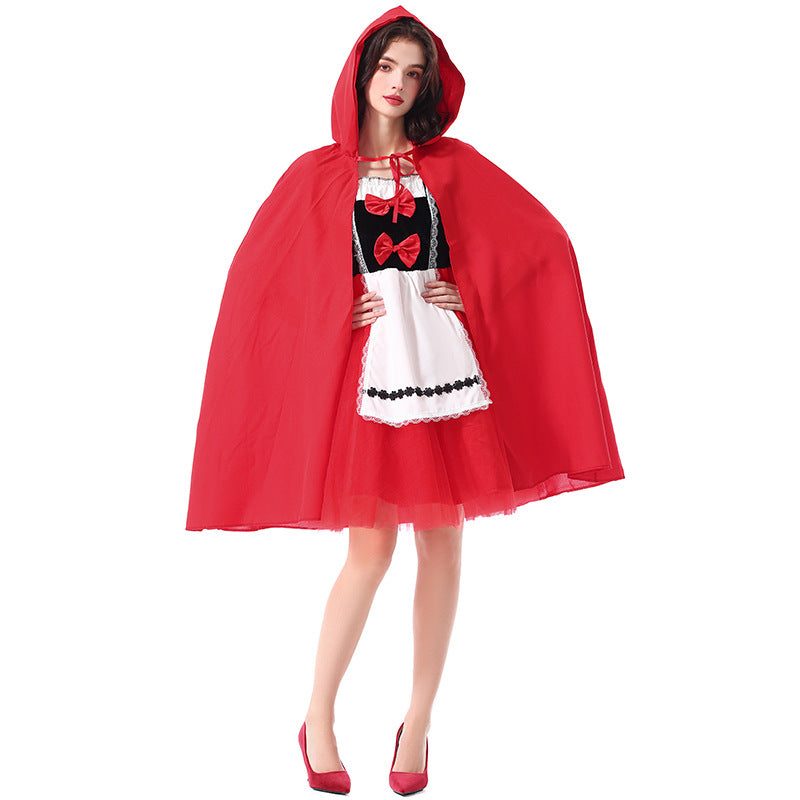 Red Riding Hood Castle Cape for Kids and Adults, front view on a white background