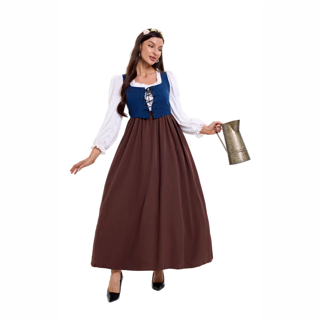 Medieval Renaissance Court Victorian Dress for Women, product photo 3 on a white background