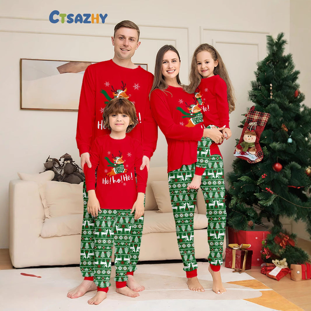 Christmas Tree Deer Snowflake Printed Family Matching Pajamas Sleepwear