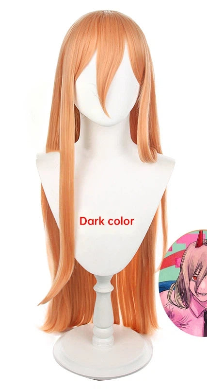 Chainsaw Man/Chainsaw Man Pawa Dali Milk Orange Long Hair COS Anime Wig Headpiece