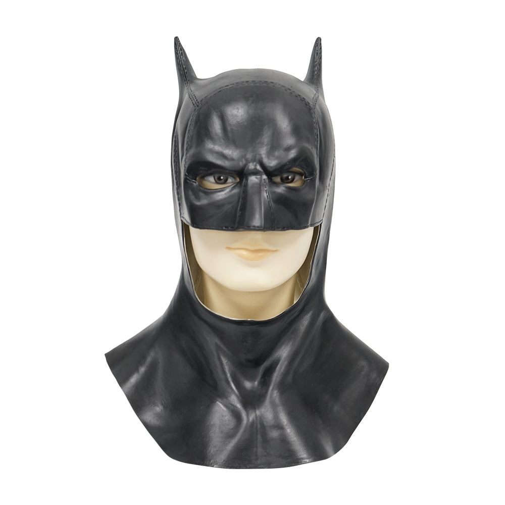 Villain Clown and Masked Hero Latex Mask for Adults, front view on a white background