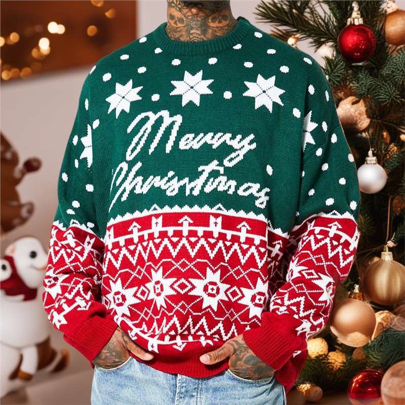Christmas Knitwear Christmas Jacquard Loose Hooded Sweater