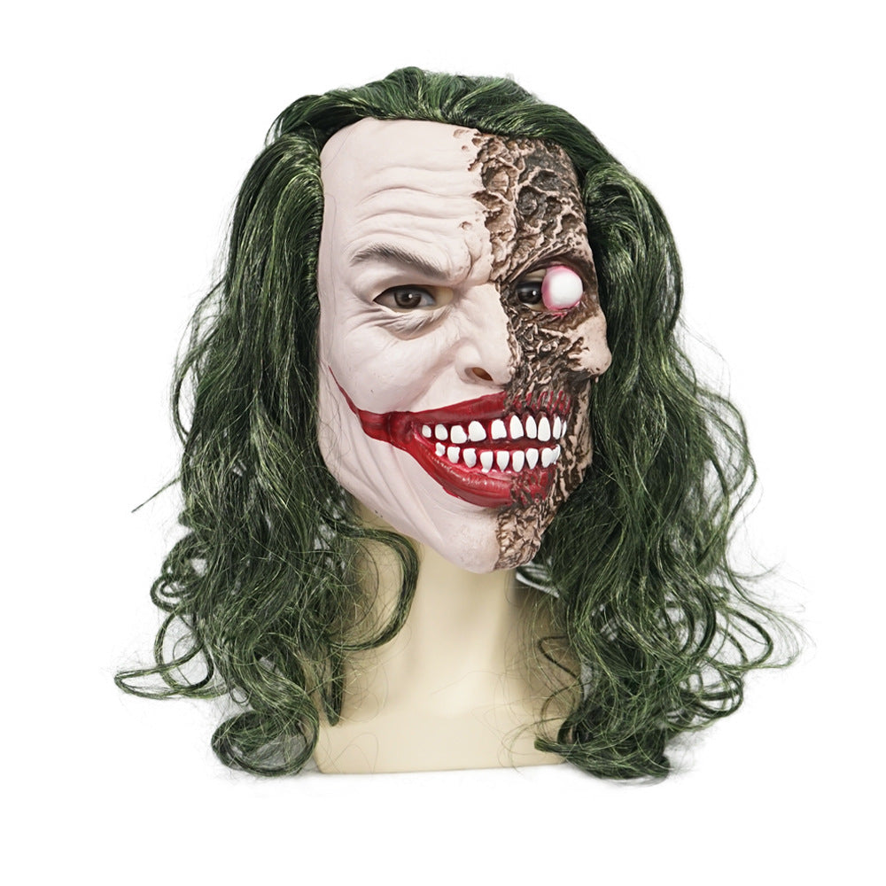 Villain Clown and Masked Hero Latex Mask for Adults, product photo 5 on a white background