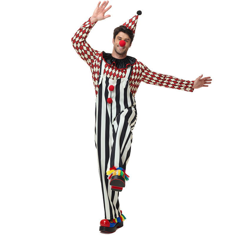 Checkered Clown Couple Costume for Kids and Adults, product photo 3 on a white background