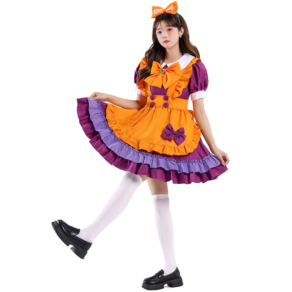 Orange Maid Lolita Costume for Women, product photo 2 on a white background