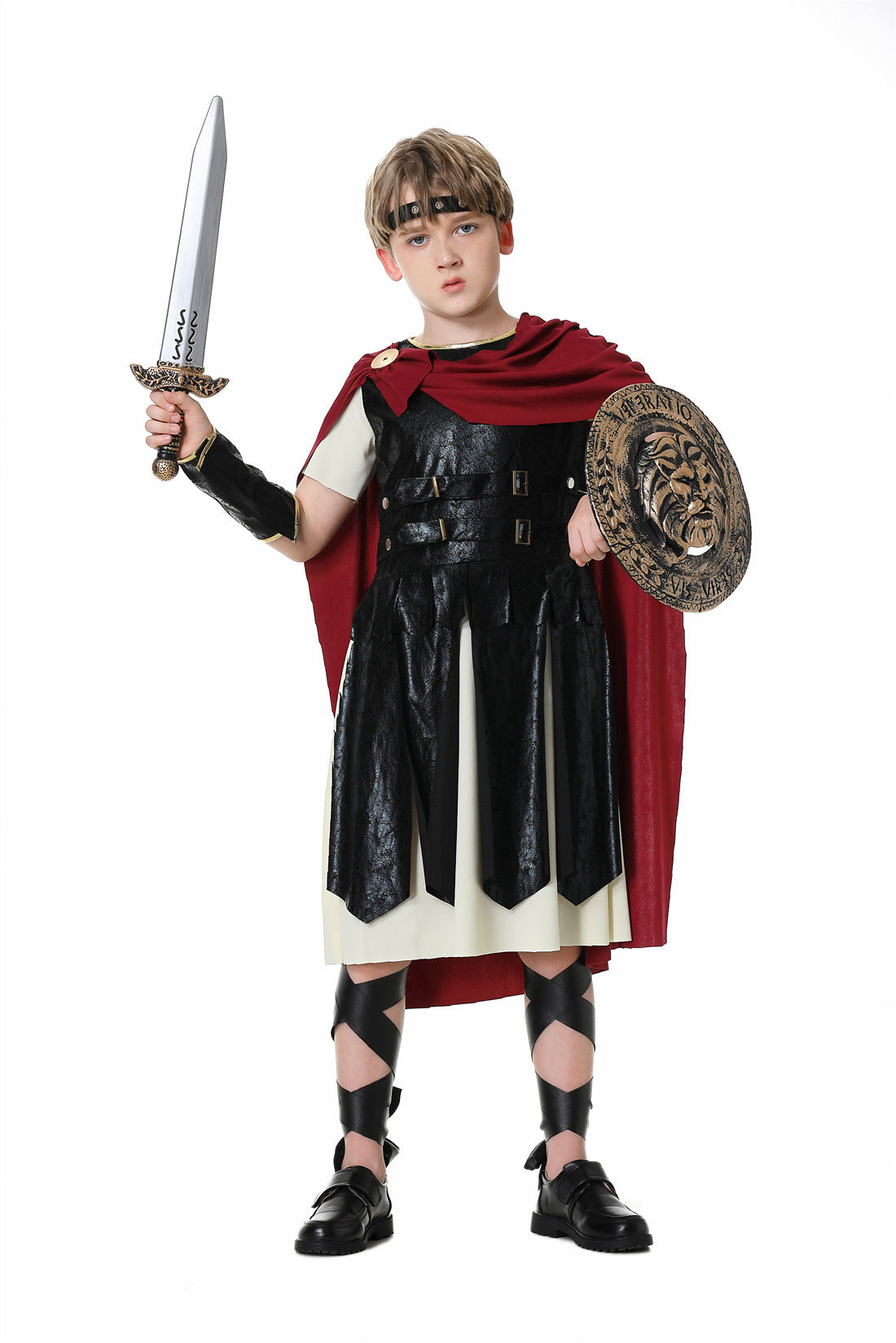Roman Warrior Samurai Guard Costume for Kids and Adults, product photo 5 on a white background