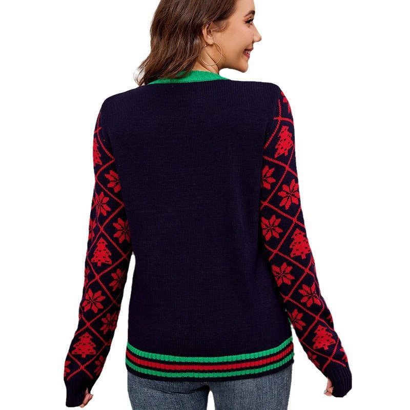 Sparkling Embroidered Jacquard Christmas Sweater