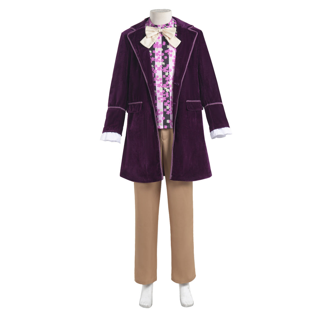 Willy Wonka Chocolate Factory Tuxedo Costume Adult Halloween Cosplay Set