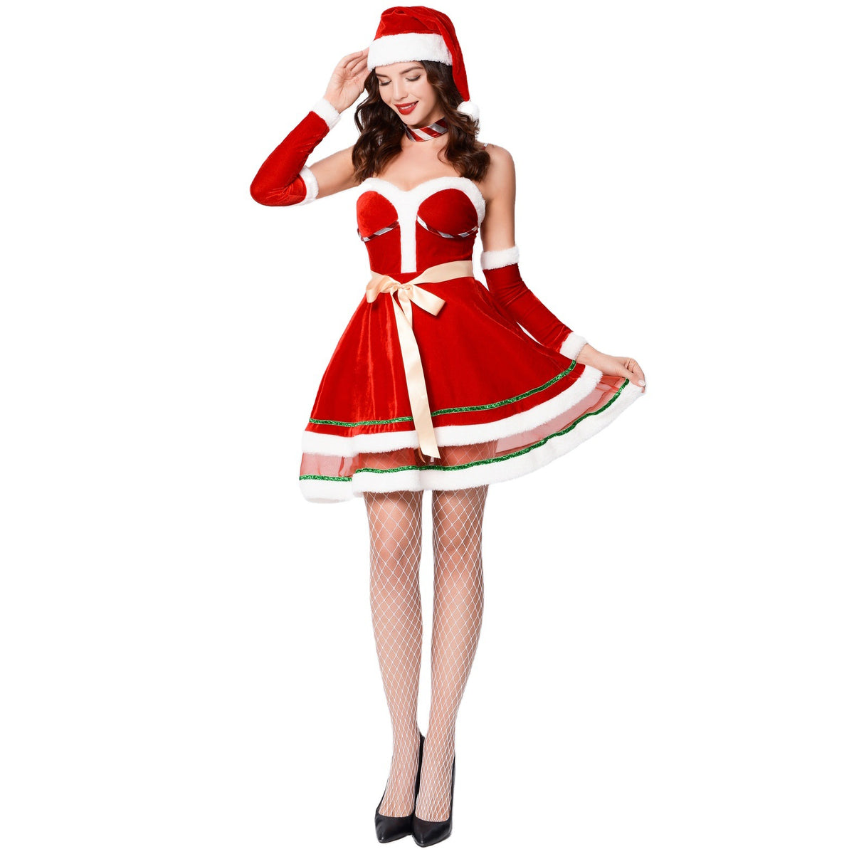 Red Christmas Dress for Women, product photo 5 on a white background