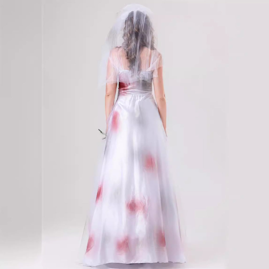 White Ghost Bride Witch Costume for Women, costume photo 4