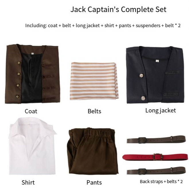 Cosplay costume Caribbean pirate long sleeved wig pants performance costume cosplay costume