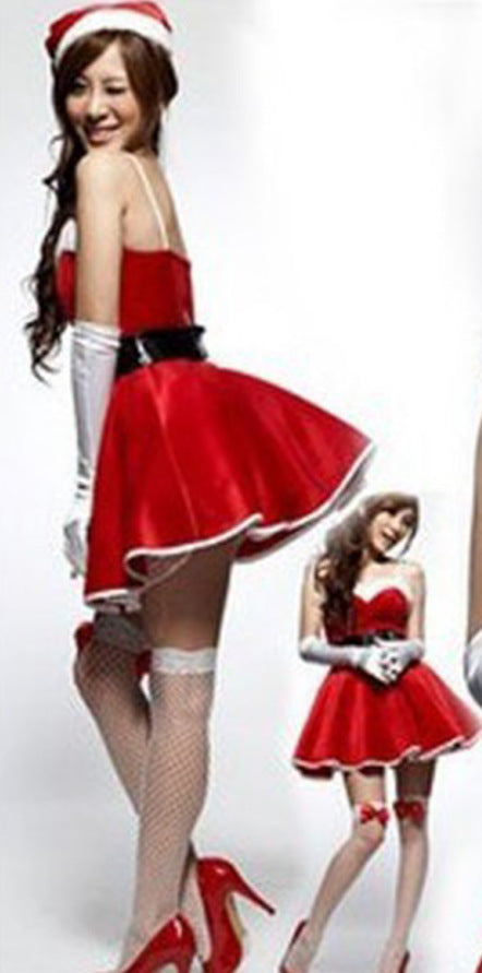 Christmas Adult Women's Costume, Santa Outfit, Holiday Party Dress, Christmas Theme Performance Wear