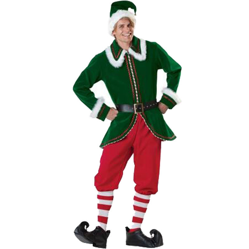 Santa Claus Green Elf Costume for Couples, product photo 5 on a white background