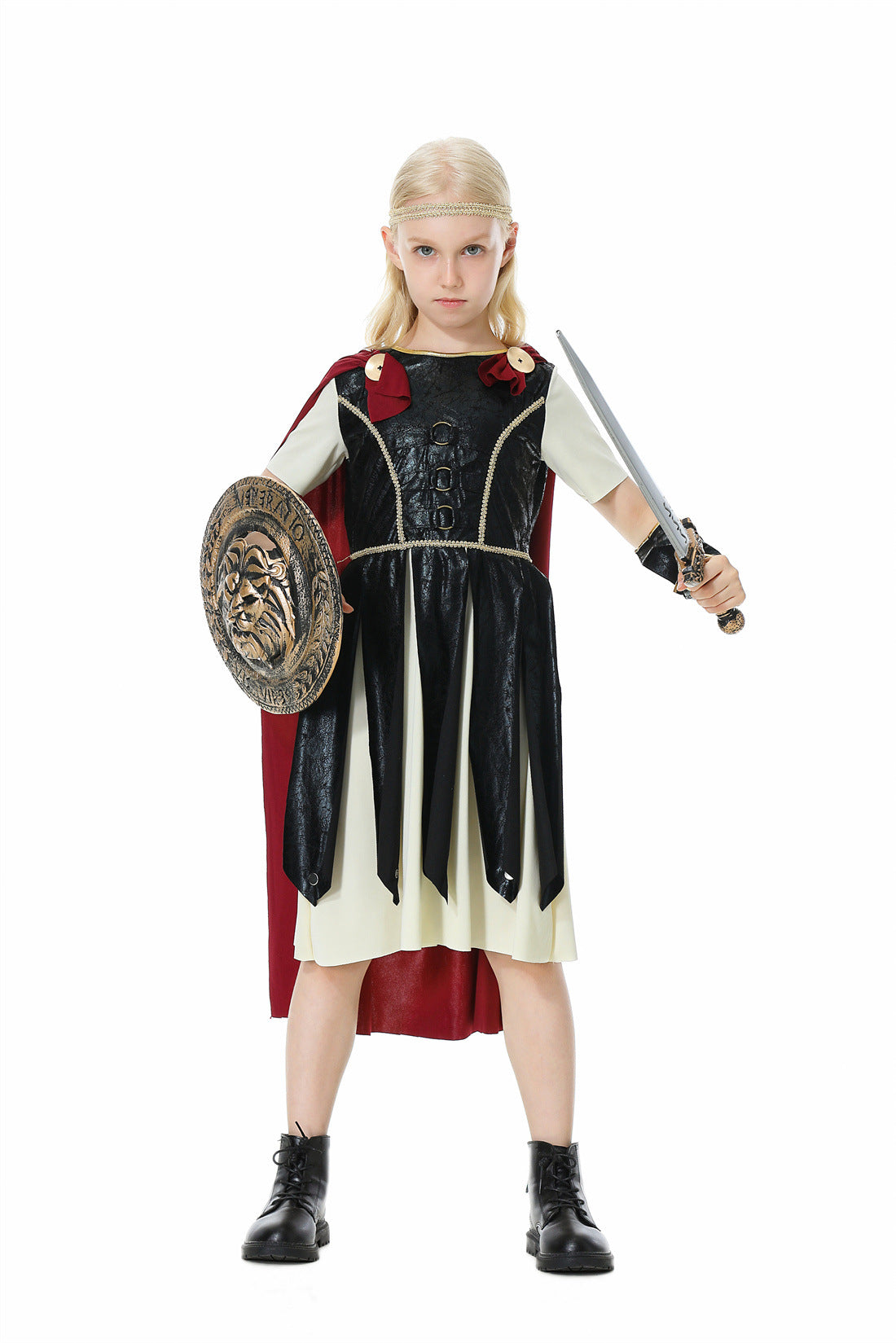 Roman Warrior Samurai Guard Costume for Kids and Adults, product photo 6 on a white background