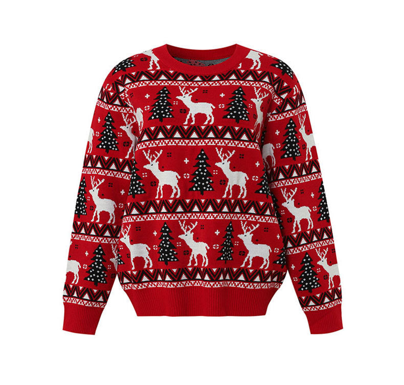 Christmas reindeer sweater pullover jacquard knit sweater