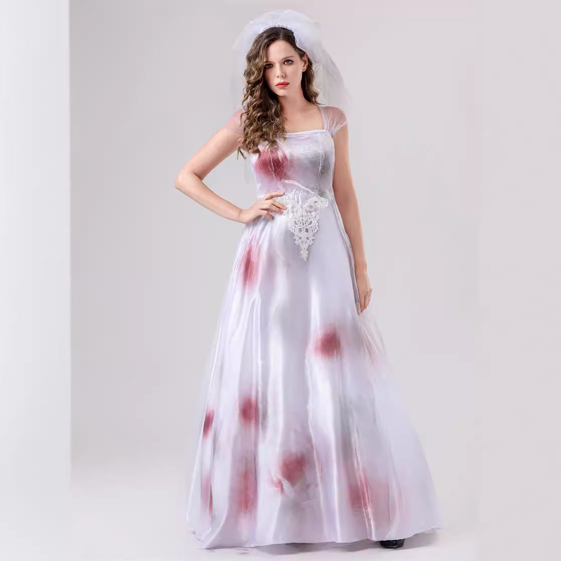 White Ghost Bride Witch Costume for Women, costume photo 3
