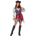 Caribbean Pirate Costume for Women, front view on a white background