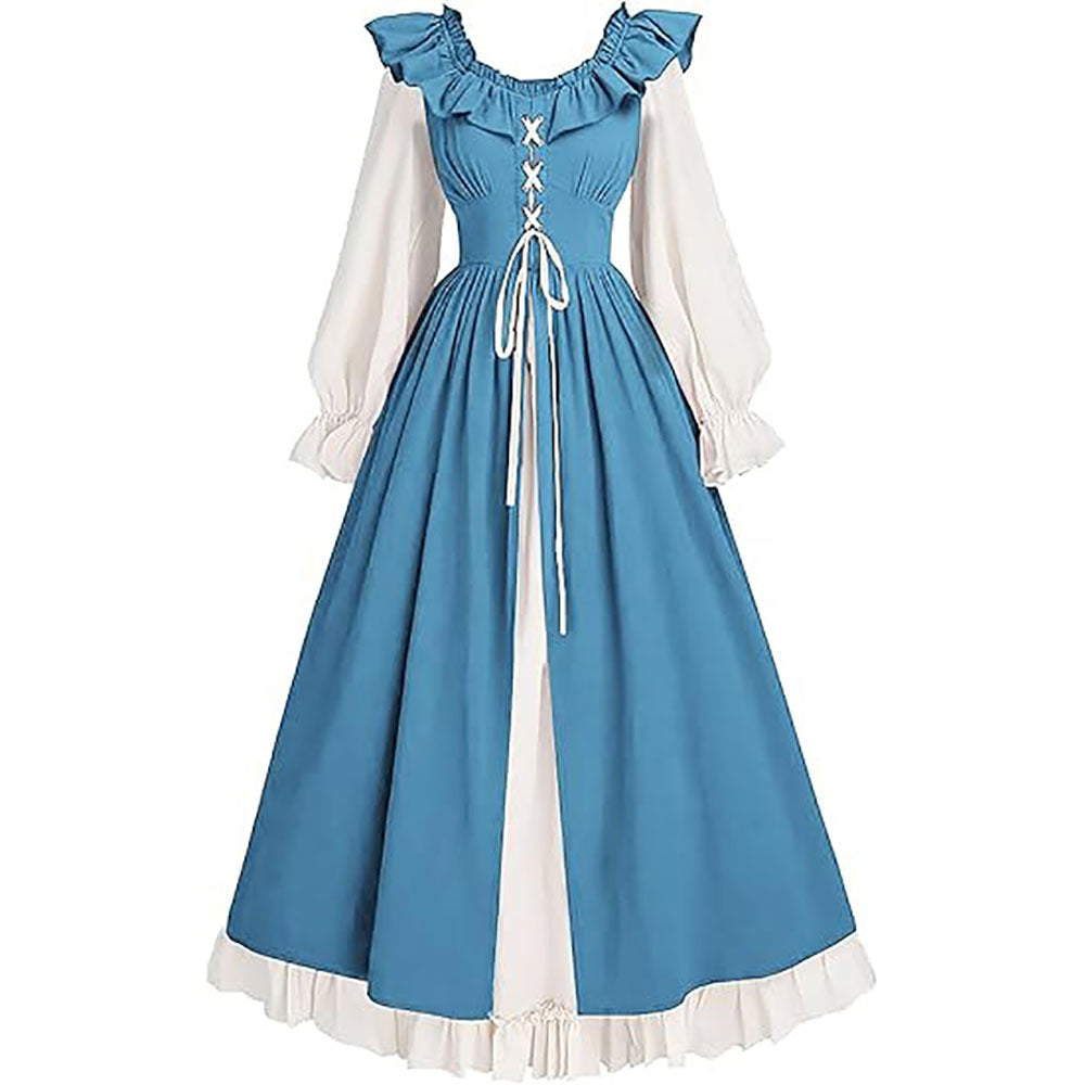 Medieval Renaissance Victorian Lace-Up Dress for Women, product photo 4 on a white background