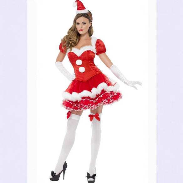Christmas Adult Women's Costume, Santa Outfit, Holiday Party Dress, Christmas Theme Performance Wear