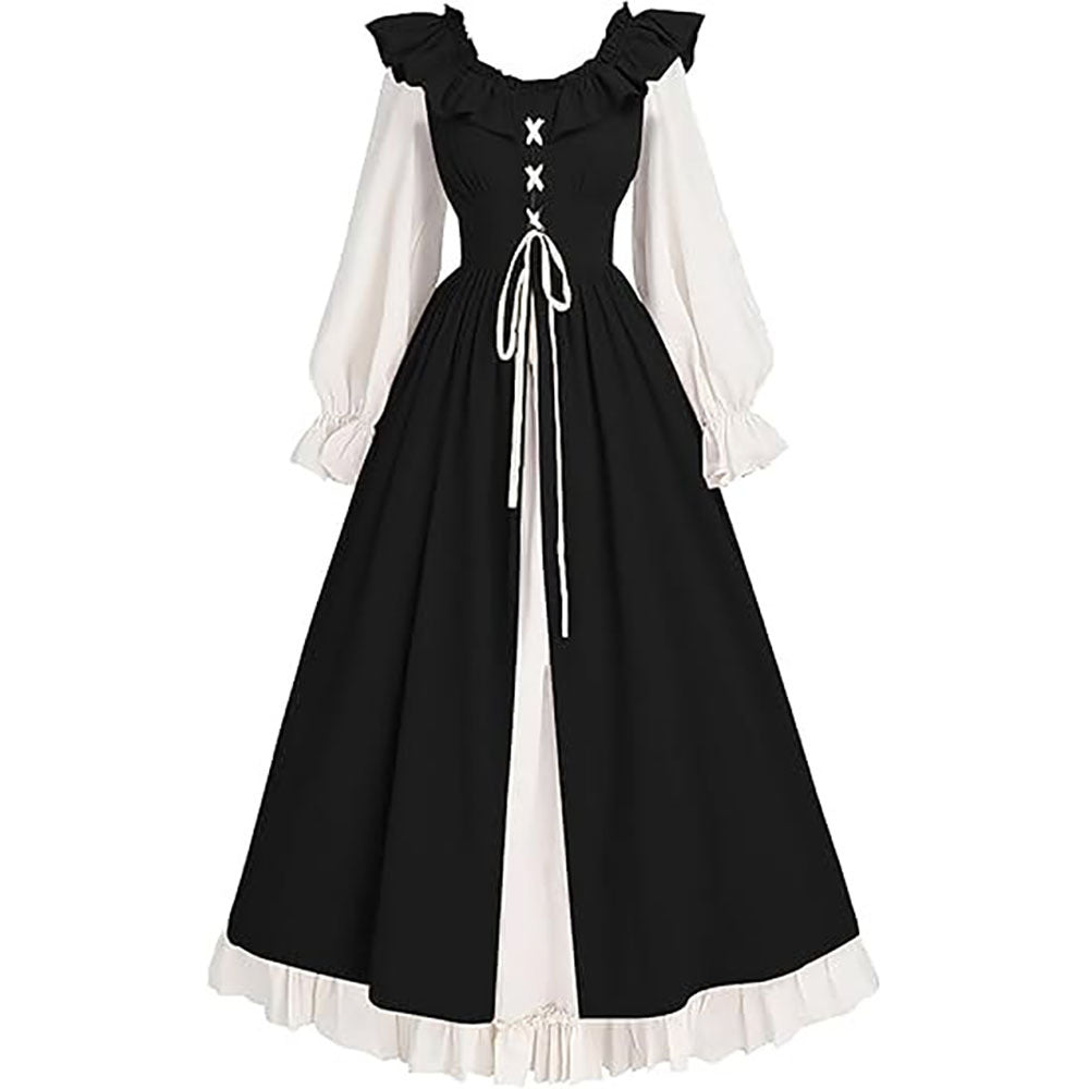 Medieval Renaissance Victorian Lace-Up Dress for Women, product photo 3 on a white background