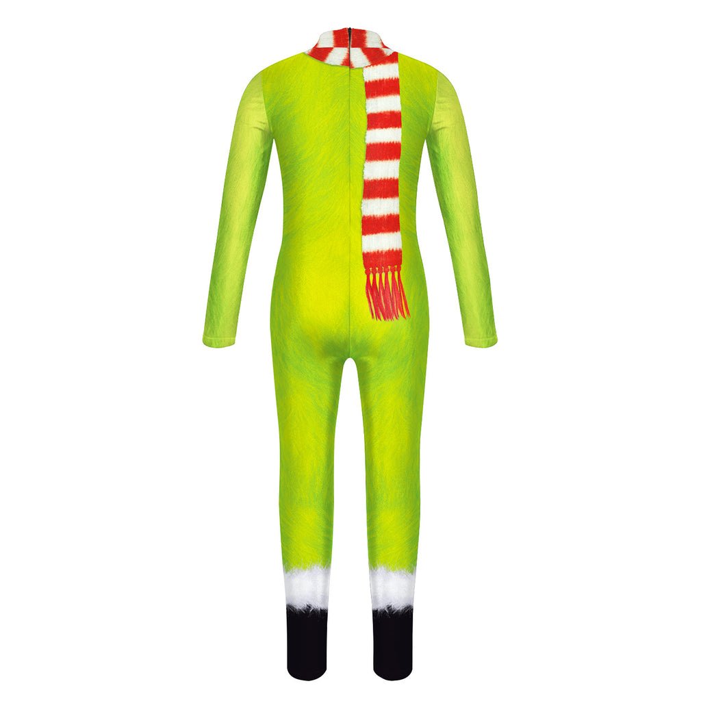 Children's Christmas performance costume cosplay with green fur monsters