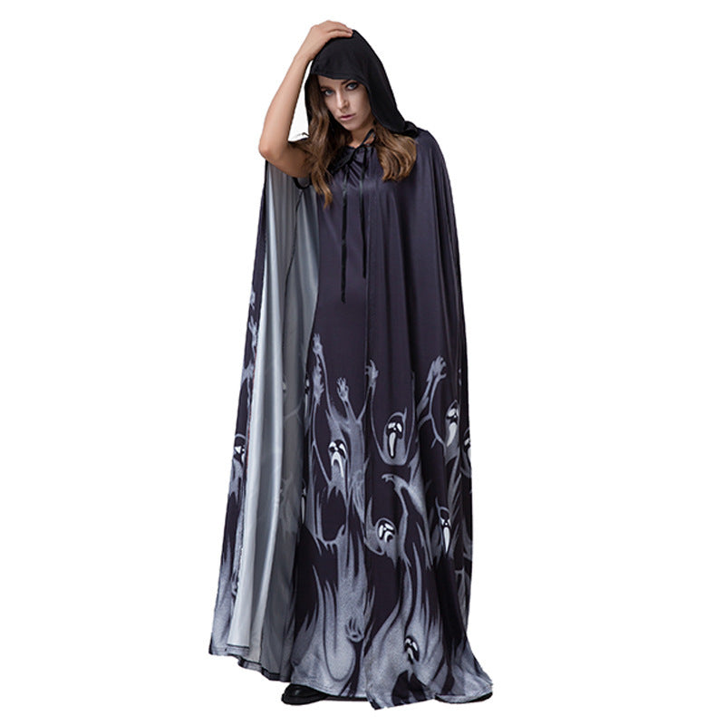 Witch Vampire Wizard Death Cloak for Adults, product photo 2 on a white background