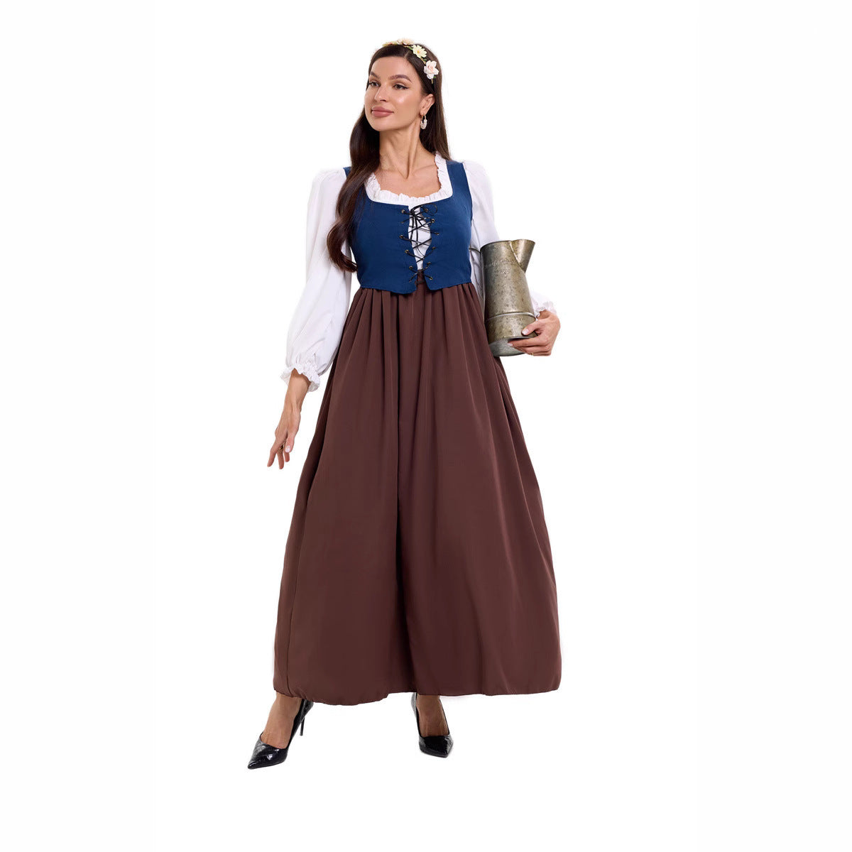 Medieval Renaissance Court Victorian Dress for Women, product photo 2 on a white background