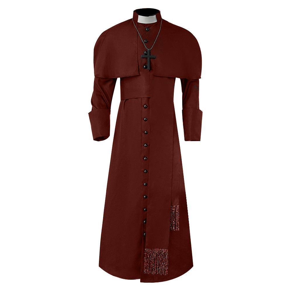 Medieval Priest Clergyman Father Robe for Adults, front view on a white background