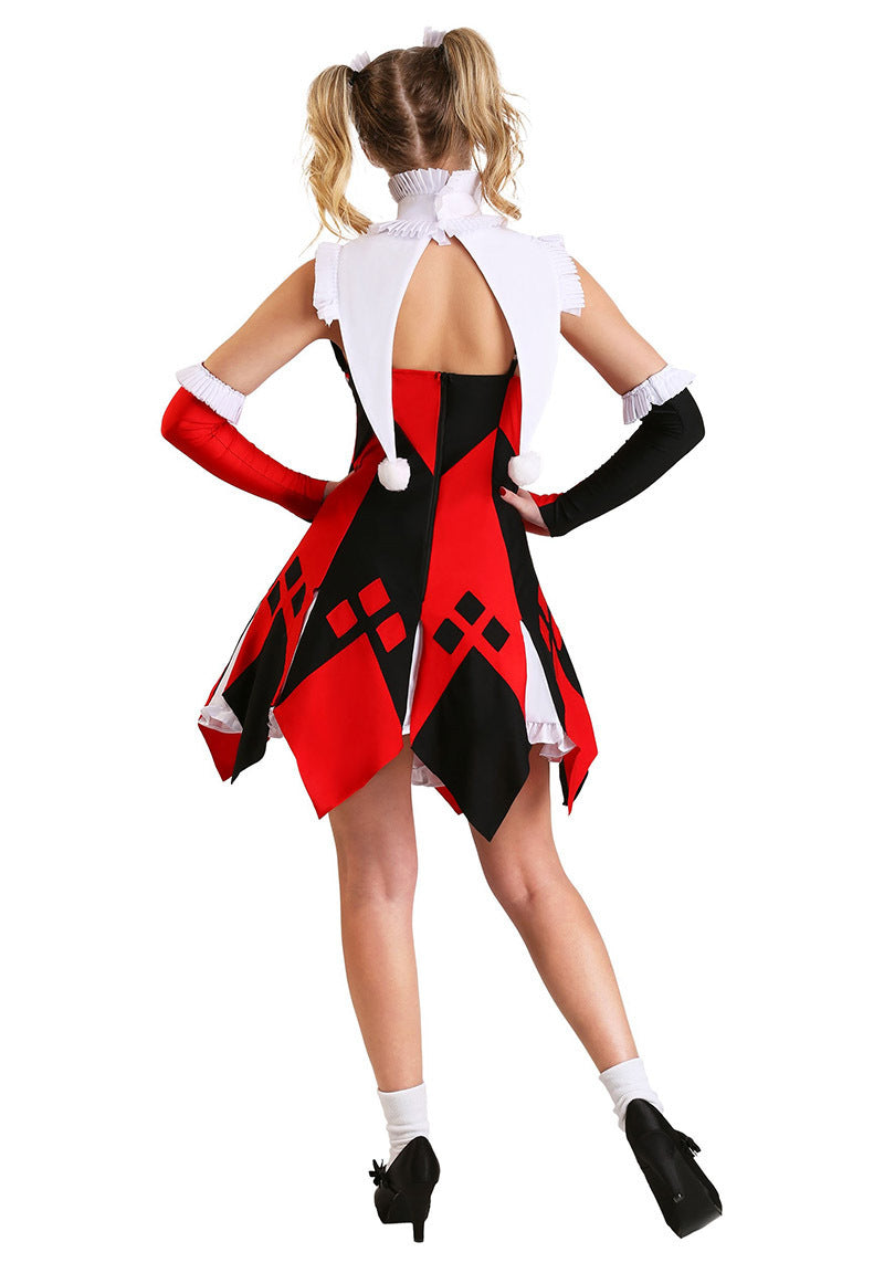 Revenant Circus Clown Costume for Women, product photo 3 on a white background